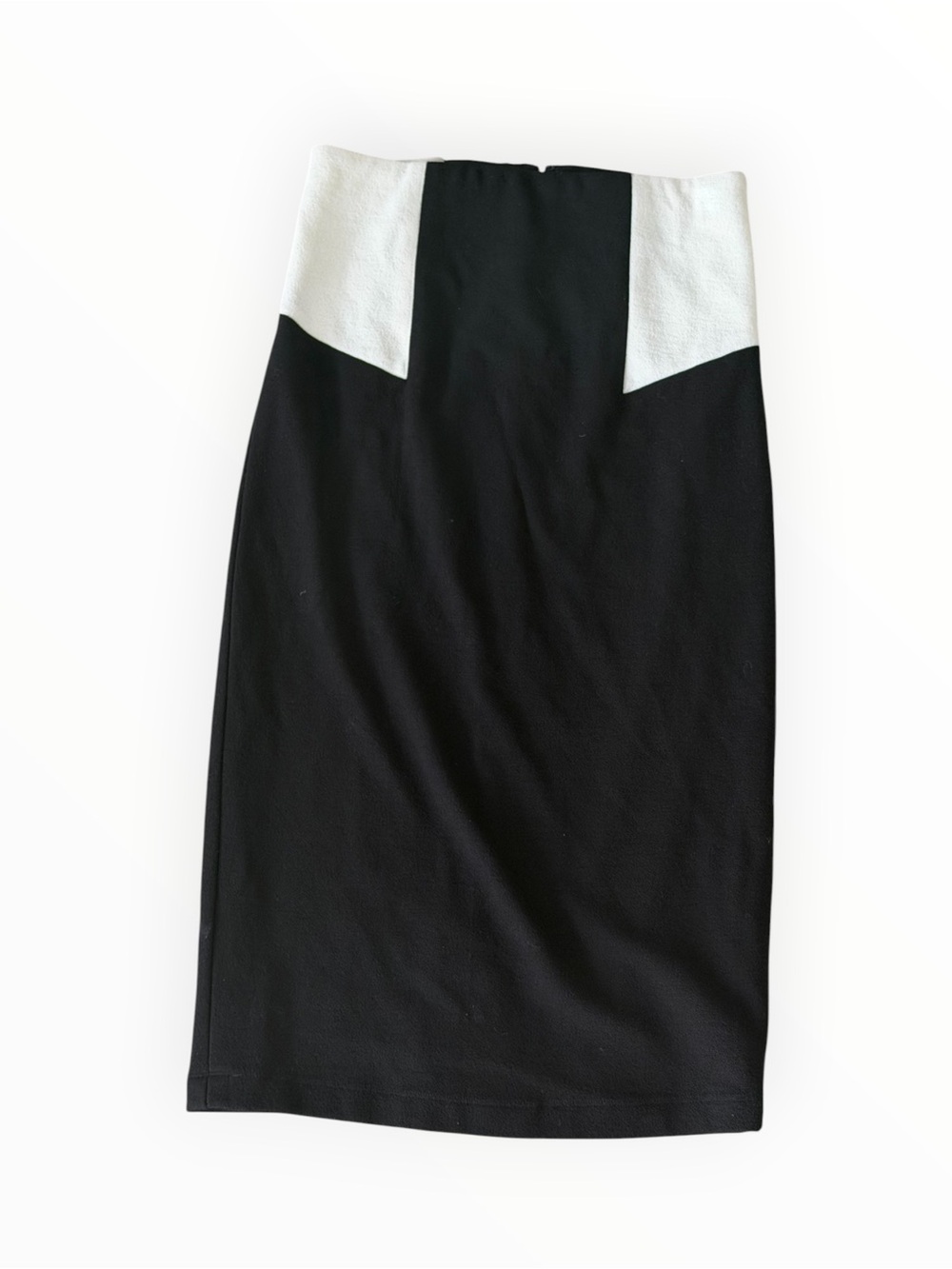 ALICE + OLIVIA Black Pencil Skirt White Waist Panels Designer S Classic Work - Picture 3 of 6